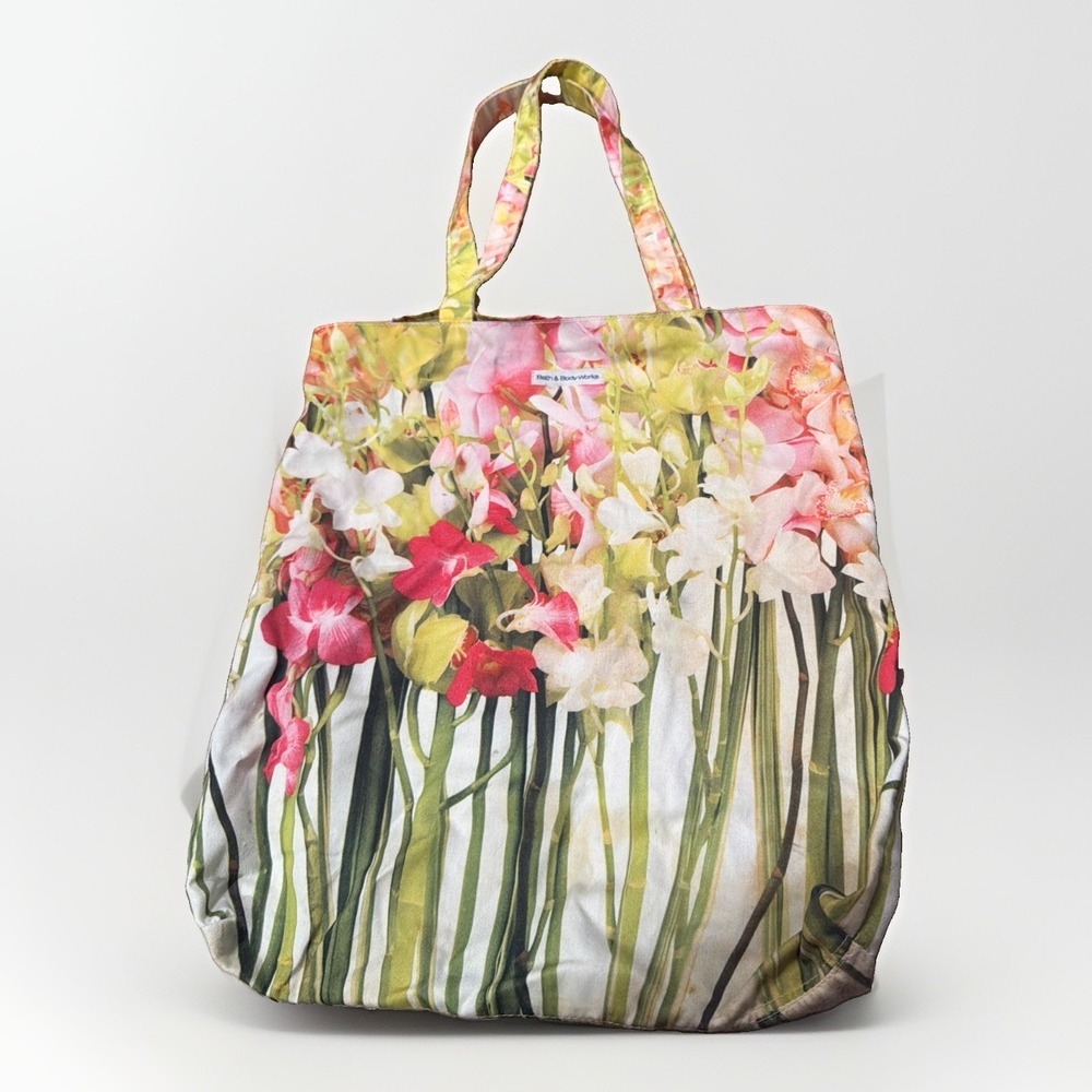 Bath & Body Works B&BW Floral Flower Spring Reusable Tote Cloth Shopping Bag - Picture 1 of 7